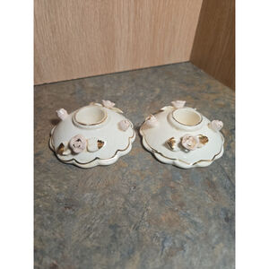 Pait Relco Pink Flower Candle Holders